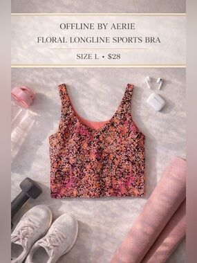 OFFLINE by Aerie Floral Longline Sports Bra Size L